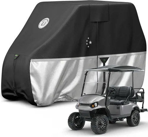 Vista 10 de Cubierta impermeable para carrito de golf, tela de grado marino resistente, ajuste universal para la mayoría de marcas 2/2+2/4+2 pasajeros Yamaha