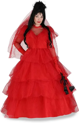 Vista 3 de Women's Deluxe Bridal Gown Halloween Outfit, Adult Red Wedding Dress Costume