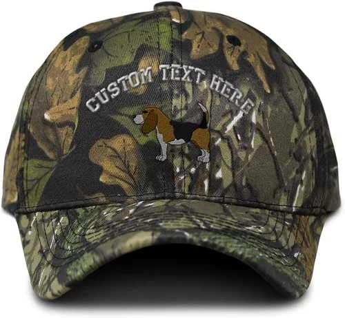 Vista 7 de Gorra de béisbol de camuflaje personalizada Beagle B Bordado Caza Sombreros de papá para hombres y mujeres