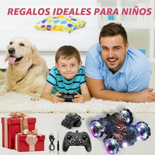 Vista 7 de Coche de Control Remoto Controlado a Mano, Coche RC Acrobático con Sensor de Gestos 2.4Ghz con Luz Corporal y Faro, Coches RC Doble Cara Rotatorios