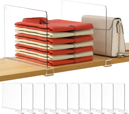 Vista 34 de HBlife 6 separadores de estantes negros, organizador vertical de bolso para armario, perfecto para suéteres, camisas, bolsos en el dormitorio