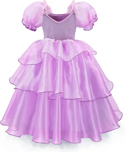 Vista 2 de TYHTYM Deluxe Princess Costumes Little Girls Dress Kids Fancy Gown Cosplay Halloween Party