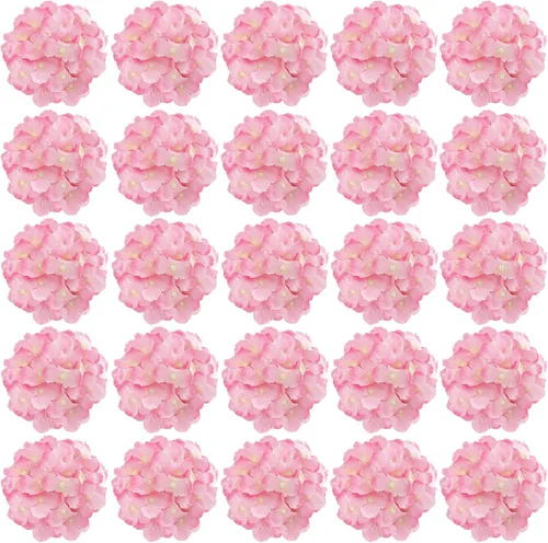 Vista 19 de FagusHome 30 piezas de cabezas de hortensias artificiales de seda, cabezas y tallos de hortensias artificiales para decoración del hogar y boda Azul