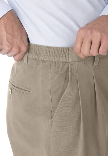 Vista 4 de KingSize Pantalón alto sin arrugas doble plisado con cintura elástica lateral para hombre