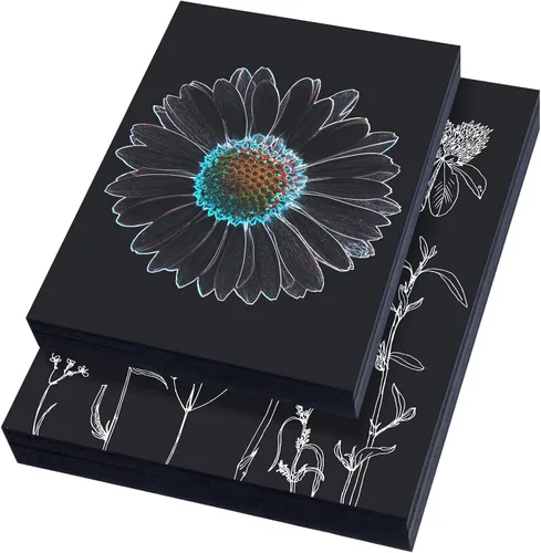 Vista 8 de Crtiin 100 hojas de papel de dibujo negro pesado 150 GSM, 100 libras, papel de dibujo para lápices de colores, pastel al óleo, carbón, bolígrafo