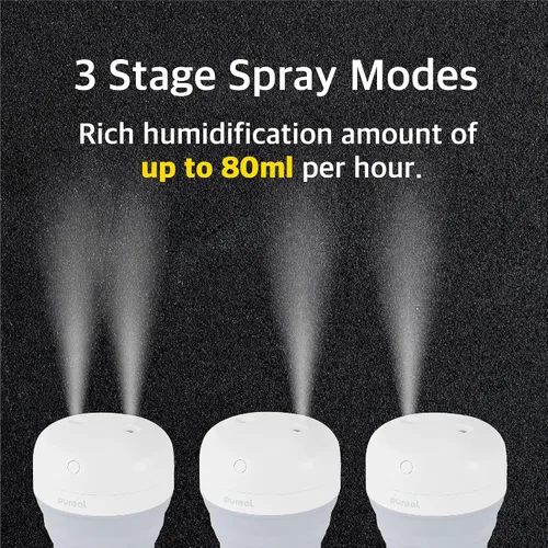 Vista 3 de Pureal Mini humidificador plegable, 16.9 fl oz, portátil, pequeña niebla fría para hasta 10 horas, para dormitorio de bebé, viajes, oficina, hogar