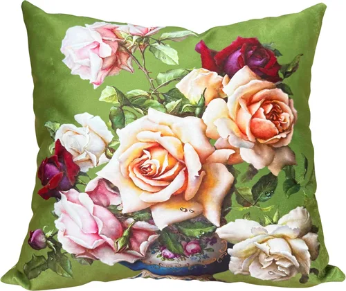 Vista 39 de Funda de cojín floral ligera de lujo, 18 x 18 pulgadas, pintura al óleo retro victoriana de doble cara, fondo negro, flor vibrante, funda de cojín