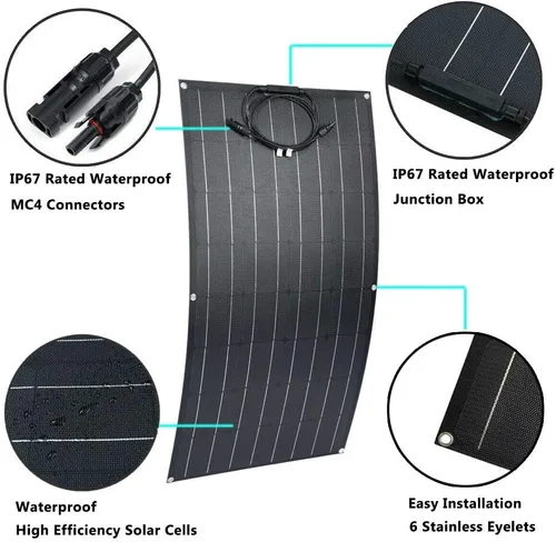 Vista 5 de Kit de generador solar eólico de 1600 W: viene con turbina eólica de 400 W y 12 paneles solares flexibles de 100 W y controlador de viento