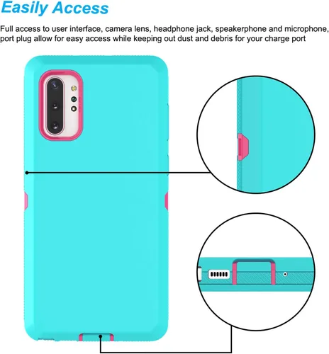 Vista 6 de Funda para Galaxy Note 10 Plus, [protección contra caídas] cuerpo completo, agarre de absorción de polvo, parachoques de plástico TPU de 3 capas