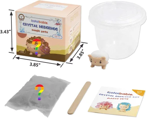 Vista 3 de Juguetes de cultivo de cristal para niños, erizo de cristal colorido vibrante para crecer, experimentos científicos, aprendizaje y educación
