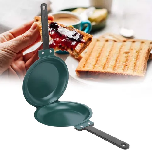 Vista 8 de Sartén para hornear, sartén plegable de acero de doble cara, sartén antiadherente para panqueques para estufa de gas, cocina de inducción