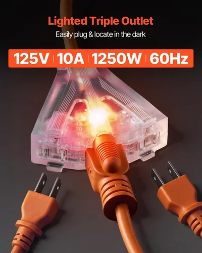 Vista 15 de VEVOR Carrete de cable de extensión retráctil de 25 pies resistente 14AWG Rojo