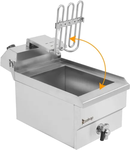 Vista 7 de Freidora profunda grifo de acero inoxidable eléctrico para encimera (cilindro individual 12.5QT / 11.8L)