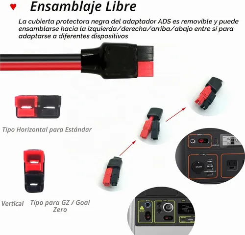 Vista 4 de Kits de paneles solares Cable de carga compatible con adaptador Anderson y conectores solares para centrales eléctricas portátiles, generadores