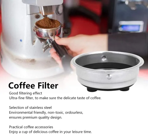 Vista 4 de Colador de cesta de café, cesta de filtro de acero inoxidable, cesta portafiltro de repuesto para máquinas de oficina en casa, portafiltro
