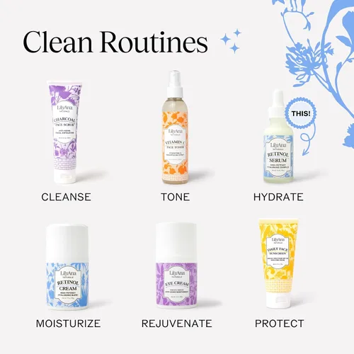 Vista 8 de LilyAna Naturals Suero de retinol, fabricado en Estados Unidos, suero facial antienvejecimiento con ácido hialurónico y vitamina E, reduce