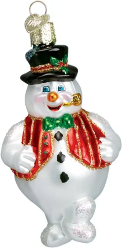 Vista 6 de Old World Christmas - Adorno de muñeco de nieve con bastón de caramelo hecho a mano, adorno de vidrio soplado para el árbol de Navidad, colección