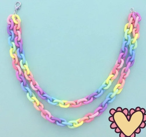 Vista 3 de Statement Cute Chunky Colorful Acrylic Link Chain Layer Necklaces Lovely Thick Link Acrylic Rainbow Color Chain Collar Dainty Layered Chain Choker