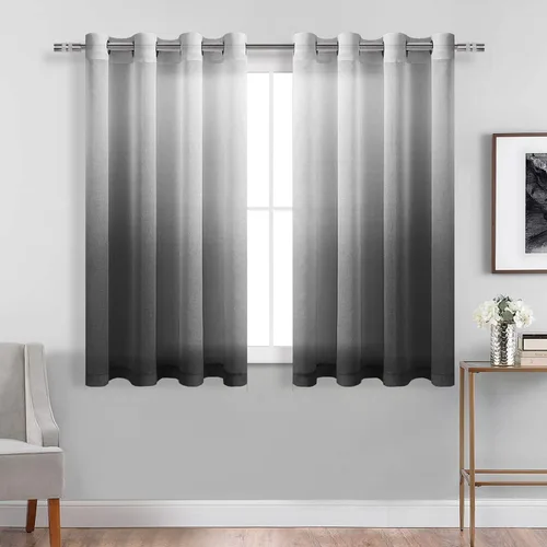 Vista 32 de DWCN Cortinas Transparentes Ombré - Cortinas de Lino Sintético con Gradiente Semi Voile con Ojales en la Parte Superior para Dormitorio y Sala