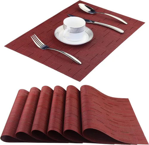 Vista 12 de Manteles individuales de vinilo resistentes al calor, lavables, fáciles de limpiar, manteles individuales de plástico para cocina, mesa de comedor