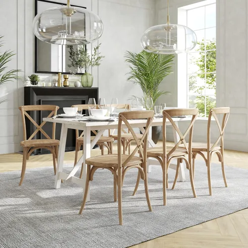 Vista 6 de Flash Furniture Silla de madera con respaldo en X, natural Acabado teñido a mano, construcción duradera, uso comercial