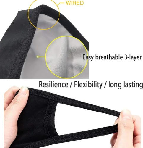 Vista 9 de Paquete de 2 fundas de tela unisex lavables y reutilizables, 100% algodón, 3 capas, color negro al aire libre