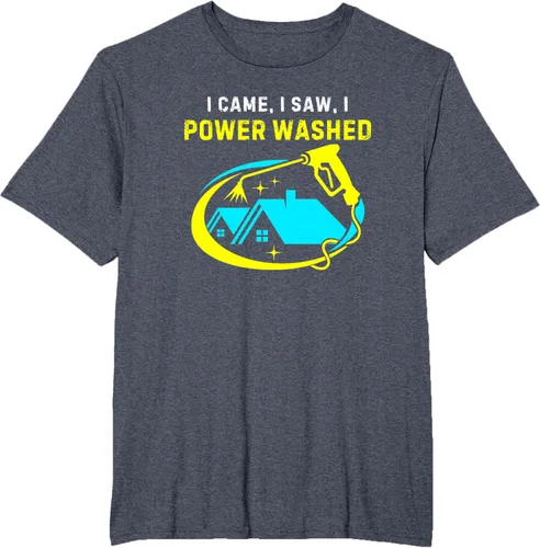 Vista 14 de Camiseta con texto en inglés "I Came, I Saw, I Power Washed Funny Power Washing", Negro