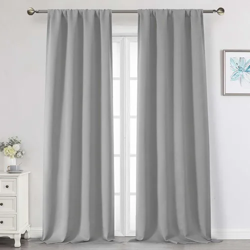 Vista 237 de Cortinas opacas para dormitorio, sala de estar, juego de 2 paneles de 54 pulgadas de largo, cortinas de oscurecimiento de habitación con aislamiento