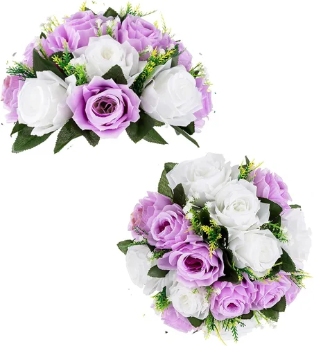 Vista 50 de BLOSMON Bolas de Flores para Bodas, Centros de Mesa de Rosas, 2 Piezas, Flores Artificiales Negras, Bolas Florales Colgantes, Decoración de Arreglos