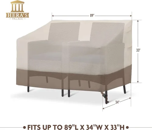 Vista 3 de HERA'S PALACE Funda impermeable para banco de exteriores, funda de sofá resistente 600D, resistente al viento y anti-UV, fundas para muebles