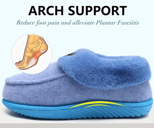 Vista 5 de COFACE Pantuflas de casa de espuma viscoelástica para mujer, con soporte de arco, mocasines de invierno, cálidos, mullidos, con suela de goma