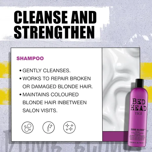 Vista 5 de TIGI Bed Head Dumb Blonde Champú y acondicionador reconstructor Duo – 25.36 oz cada uno, paquete de de 2