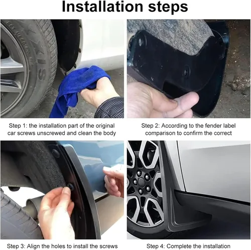 Vista 7 de Para Jaguar XE 2016 2017 2018 2019 2020 4 piezas de aletas de barro, rueda delantera y trasera, protectores contra salpicaduras de goma para todo