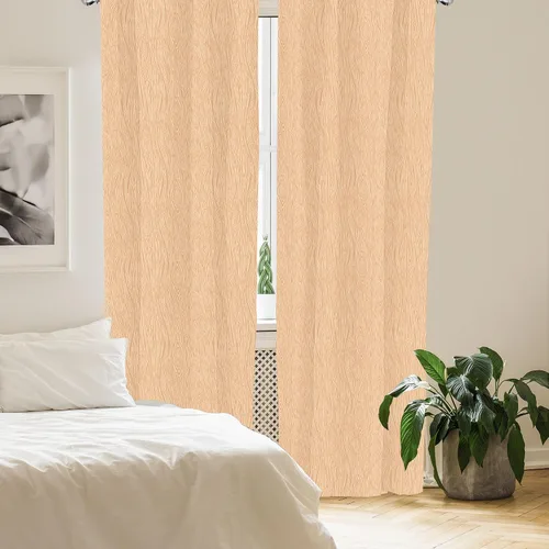 Vista 4 de Lunarable Cortinas con estampado de madera, madera natural rústica con rayas, patrón abstracto ovalado, tema de carpintería, tratamientos