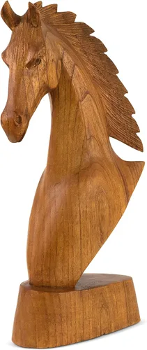 Vista 2 de G6 Collection Estatua de cabeza de caballo tallada a mano de madera tallada a mano, hecha a mano, decoración del hogar, figura decorativa de caballo