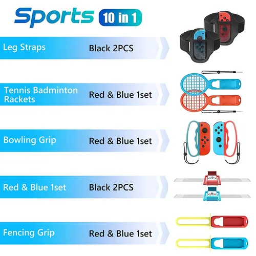 Vista 2 de 10 in 1 Switch Sports Accessories Bundle, LYCEBELLAccessories Kit for Nintendo Switch Sports