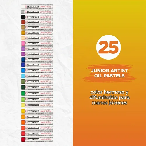 Vista 3 de Sakura Cray-Pas Junior Artist - Juego de 25 pasteles al óleo de colores surtidos, Set XEP25 Pasteles al óleo originales para artistas, textura