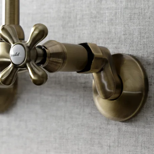 Vista 4 de Kingston Brass Kingston - Grifo de cocina ajustable de 6 pulgadas para montaje en pared, latón antiguo