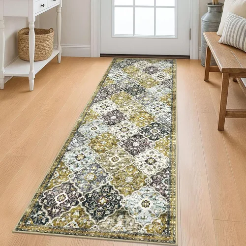Vista 55 de KILOCOCO Alfombra marroquí pequeña, de 2 x 3 pies, color negro/dorado, súper suave, lavable, para interiores, vintage, lavable, antideslizante