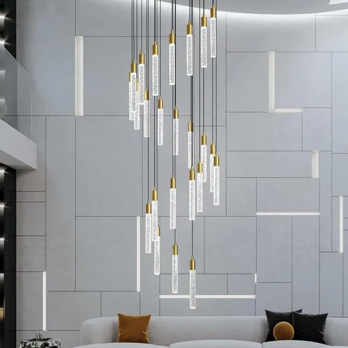 Vista 11 de Lámpara colgante de cristal cromado, 9 luces, regulable, 54 W, 6000 K, escalera, grande, vestíbulo, sala de estar, vestíbulo, techo alto