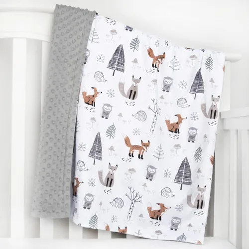 Vista 6 de HOMRITAR Manta de bebé para niños y niñas, manta de felpa suave de visón con respaldo punteado de doble capa para niños pequeños con zorros