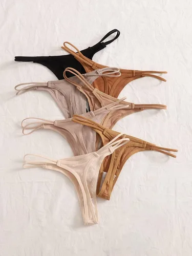 Vista 4 de Verdusa Conjunto de 7 tangas de punto acanalado para mujer