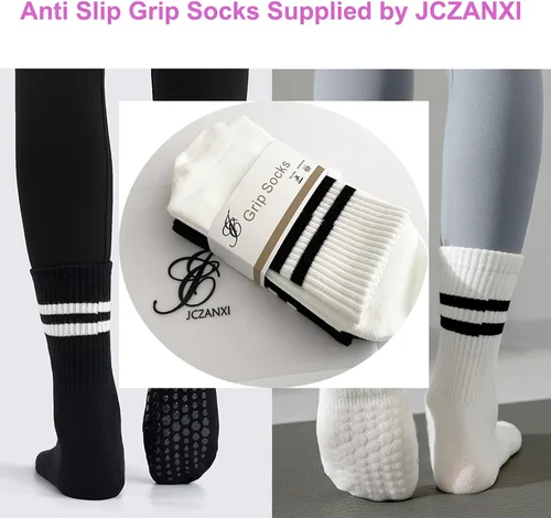 Vista 2 de JCZANXI Calcetines de yoga con empuñaduras para mujer, calcetines de agarre antideslizante para yoga, pilates, barra, baile, ballet, entrenamientos