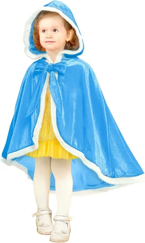 Vista 8 de Sunolga Fur Princess Hooded Cape Cloak Costume Kid Toddler Costume Dress Up for Halloween Christmas Carnival Cosplay