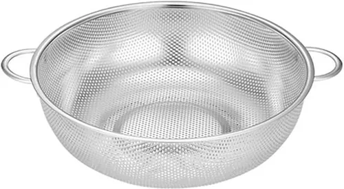 Vista 8 de Colador de acero inoxidable, colador de malla fina, colador de metal con asa, espaguetis, frutas, verduras, cesta coladora de alimentos de cocina