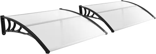 Vista 13 de Tangkula Paquete de 2 toldos de ventana de 30 x 39 pulgadas, toldo moderno de policarbonato para puerta superior con hoja hueca para protección