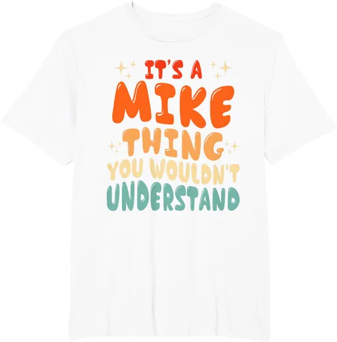 Vista 14 de Camiseta retro de los años 80 con texto en inglés "It's A Mike Thing You Wouldn't Understand", Negro