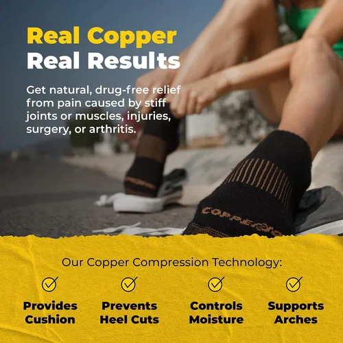 Vista 2 de CopperJoint - Calcetines de compresión de cobre para hombres y mujeres, calcetines de compresión de tobillo que absorben la humedad