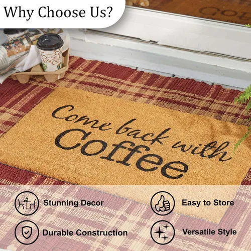 Vista 5 de Park Designs Regresa con el felpudo de café de 1 pies 6 pulgadas x 2 pies 6 pulgadas Fiber Fun Caffeinated Quote Design Durable Long-Term Use