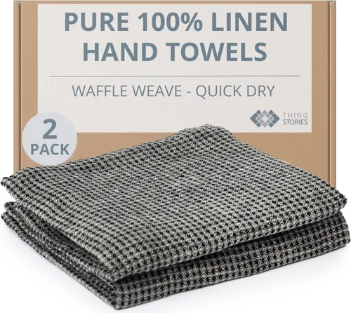Vista 10 de Pure Linen - Juego de 2 toallas de baño pequeñas de 20 x 40 pulgadas de secado rápido para pieles sensibles, toallas finas para baño, toalla ligera